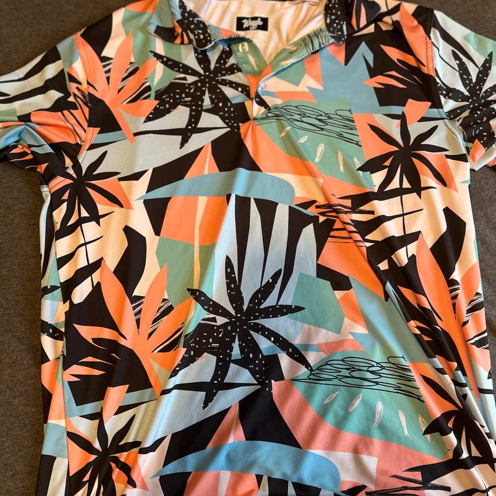 Waggle Tropical Print Golf Polo Shirt